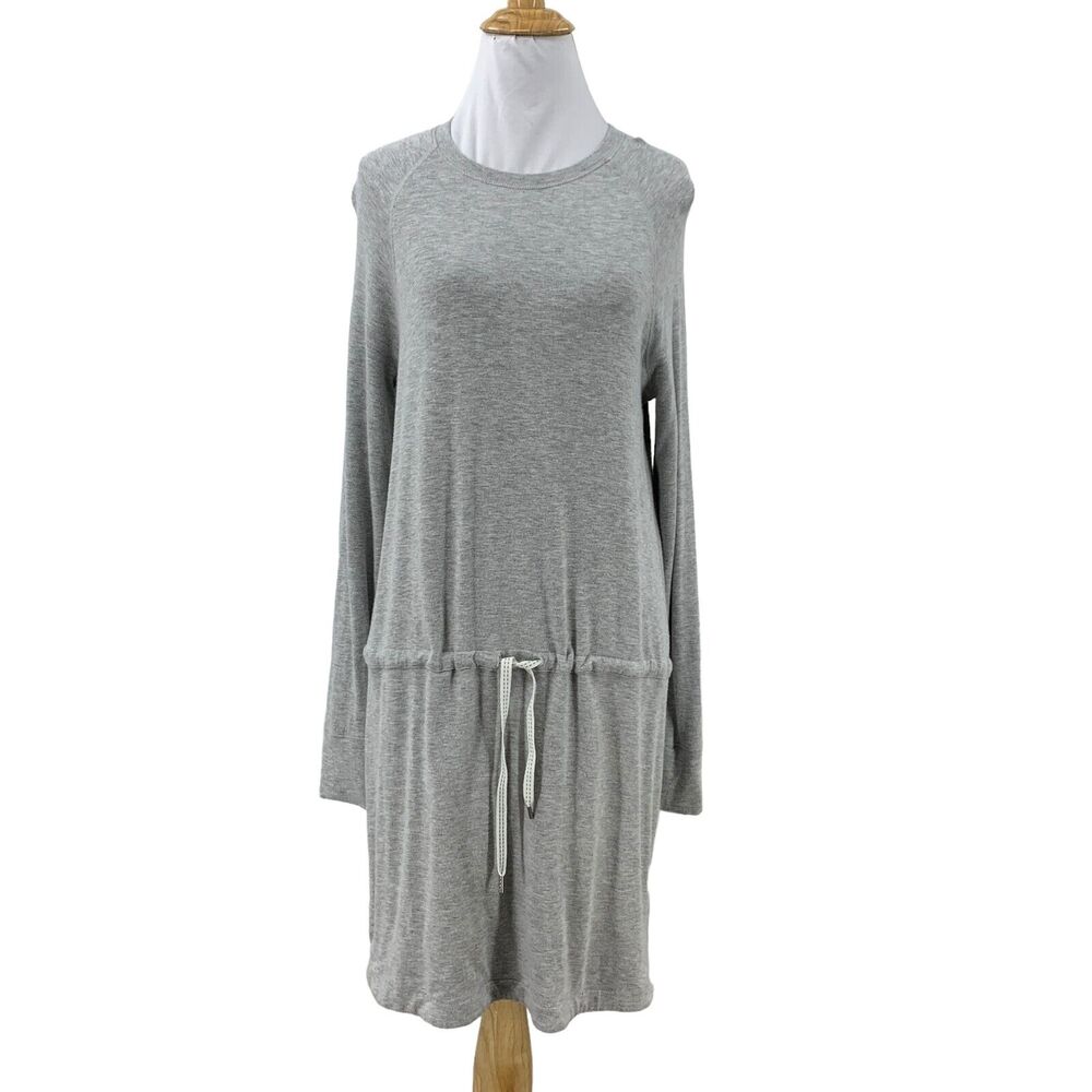 Silence + Noise Drawstring Waist Dress Womens S Small Gray Long Raglan Sleeves